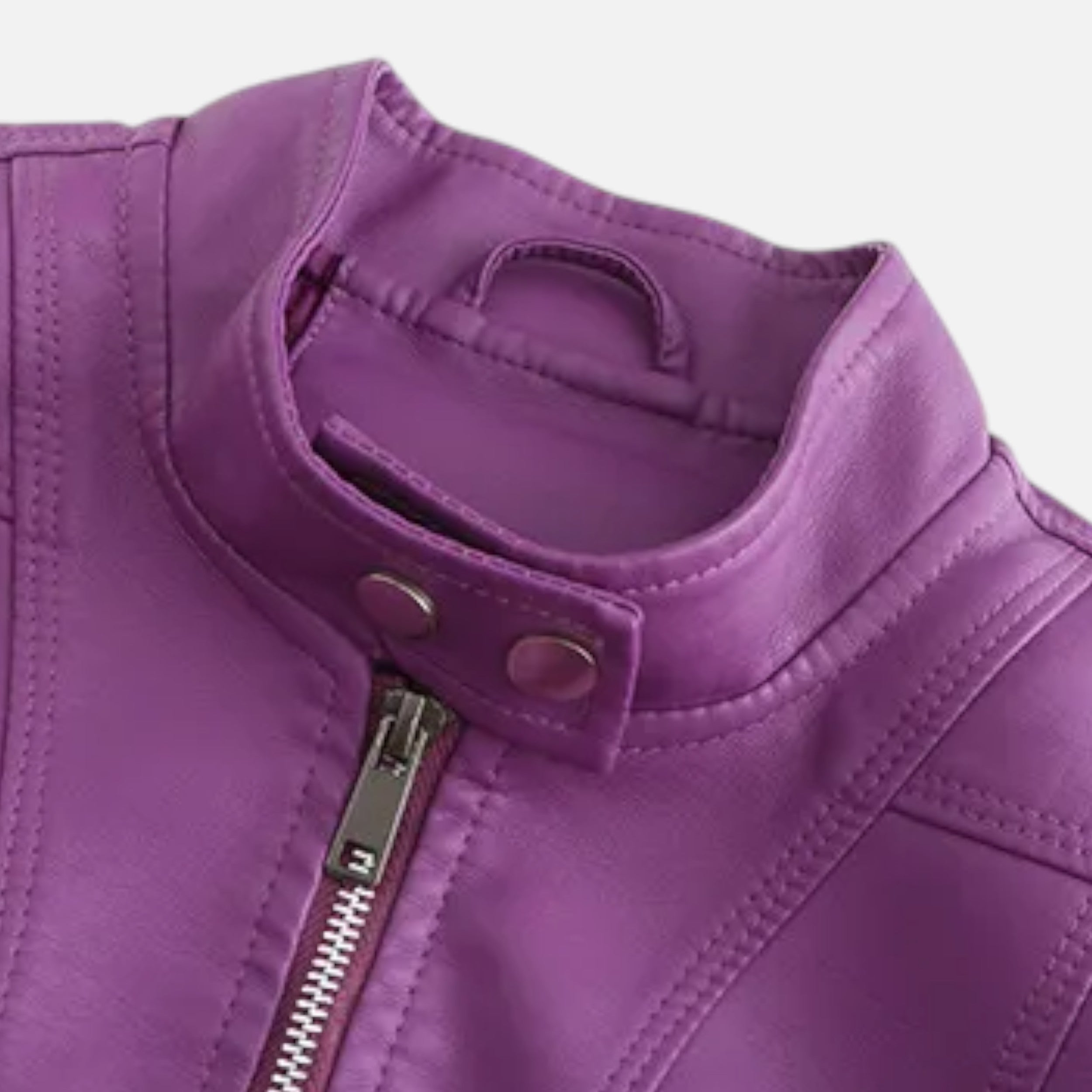 Eliaro Moda | Chaqueta Corta Mujer Cuero PU Cuello Alto con Cinturón