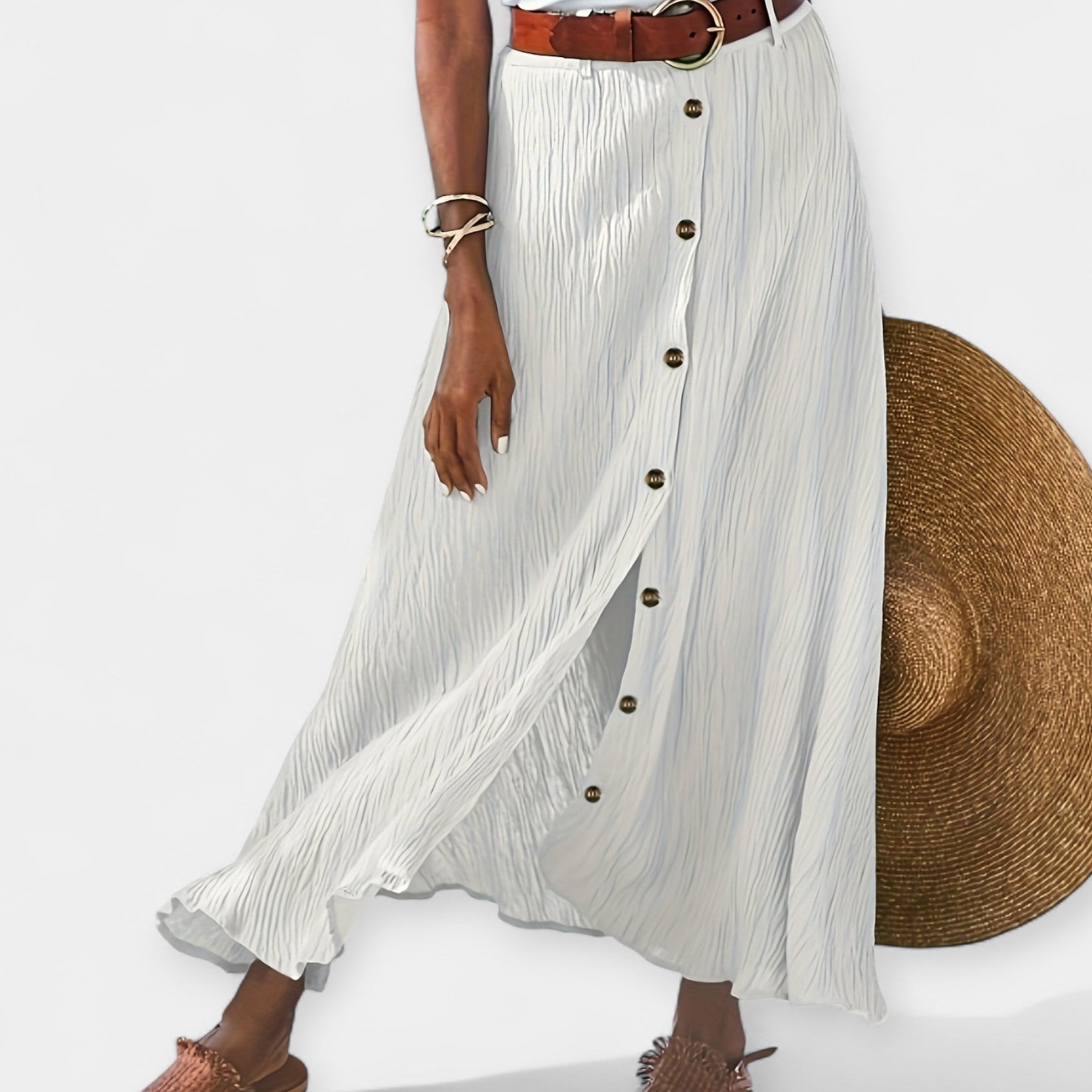 Falda Midi Semitransparente con Abertura