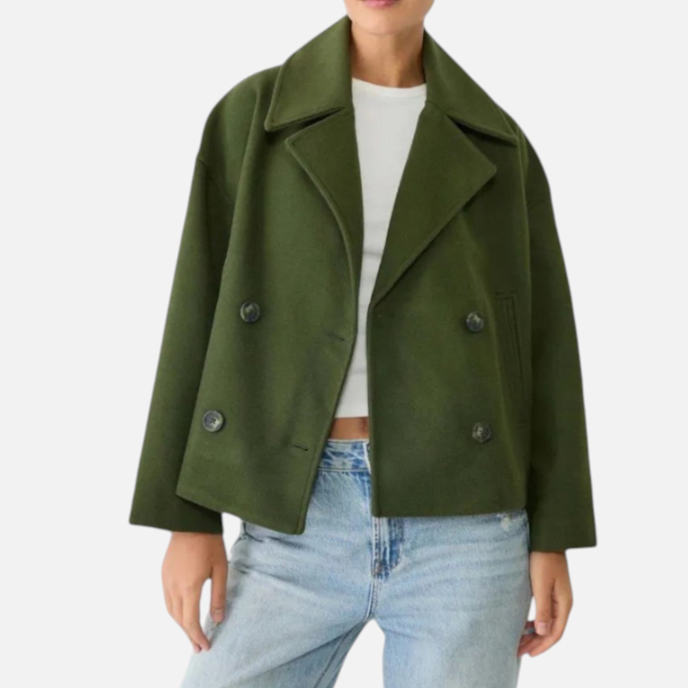 Abrigo Corto Mujer Oversize Elegante