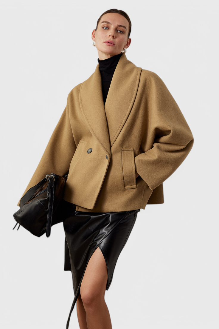 Abrigo Tweed Oversized con Algodón Poliéster Muy Chic