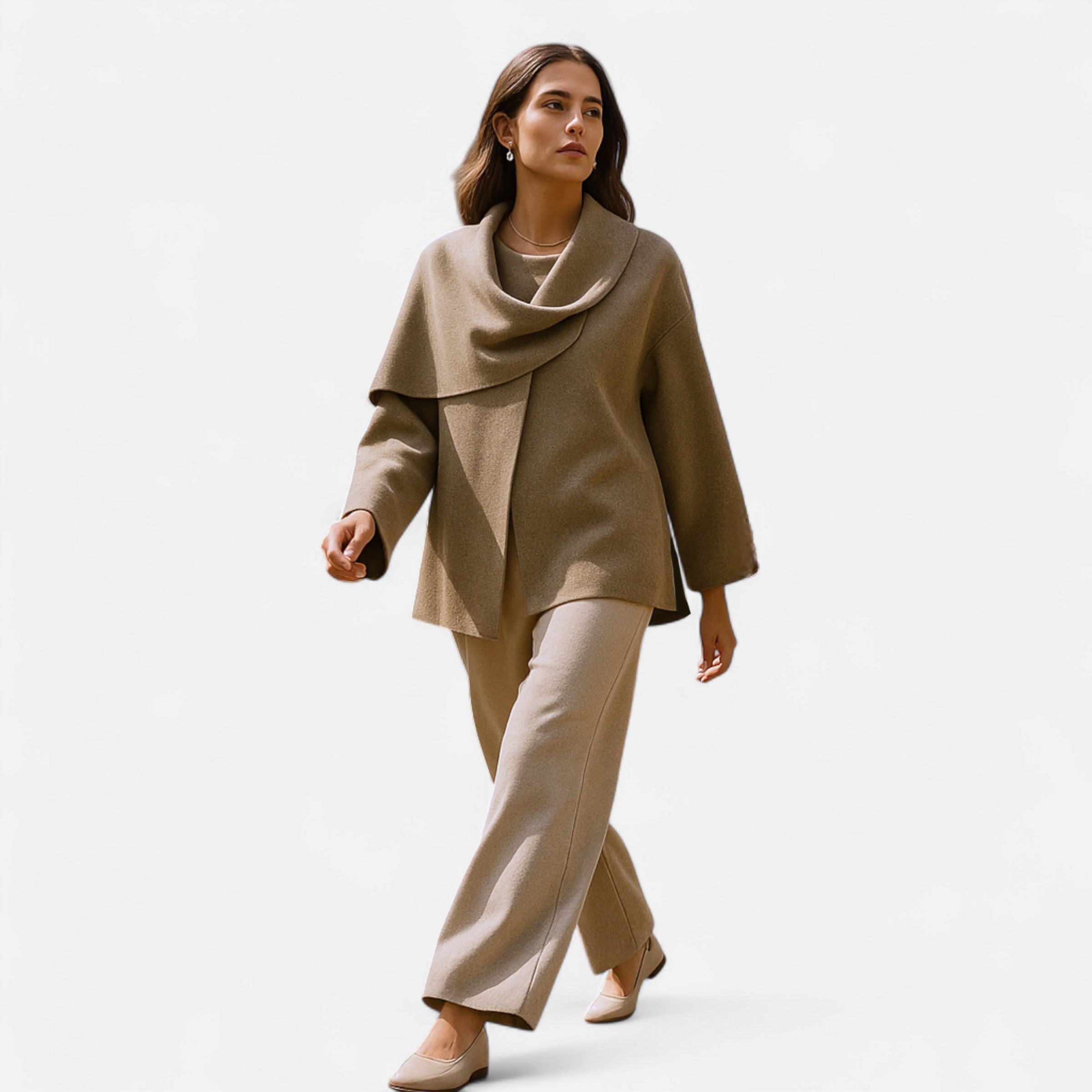 Abrigo Mujer Invierno Acolchado con Bufanda Asimétrica