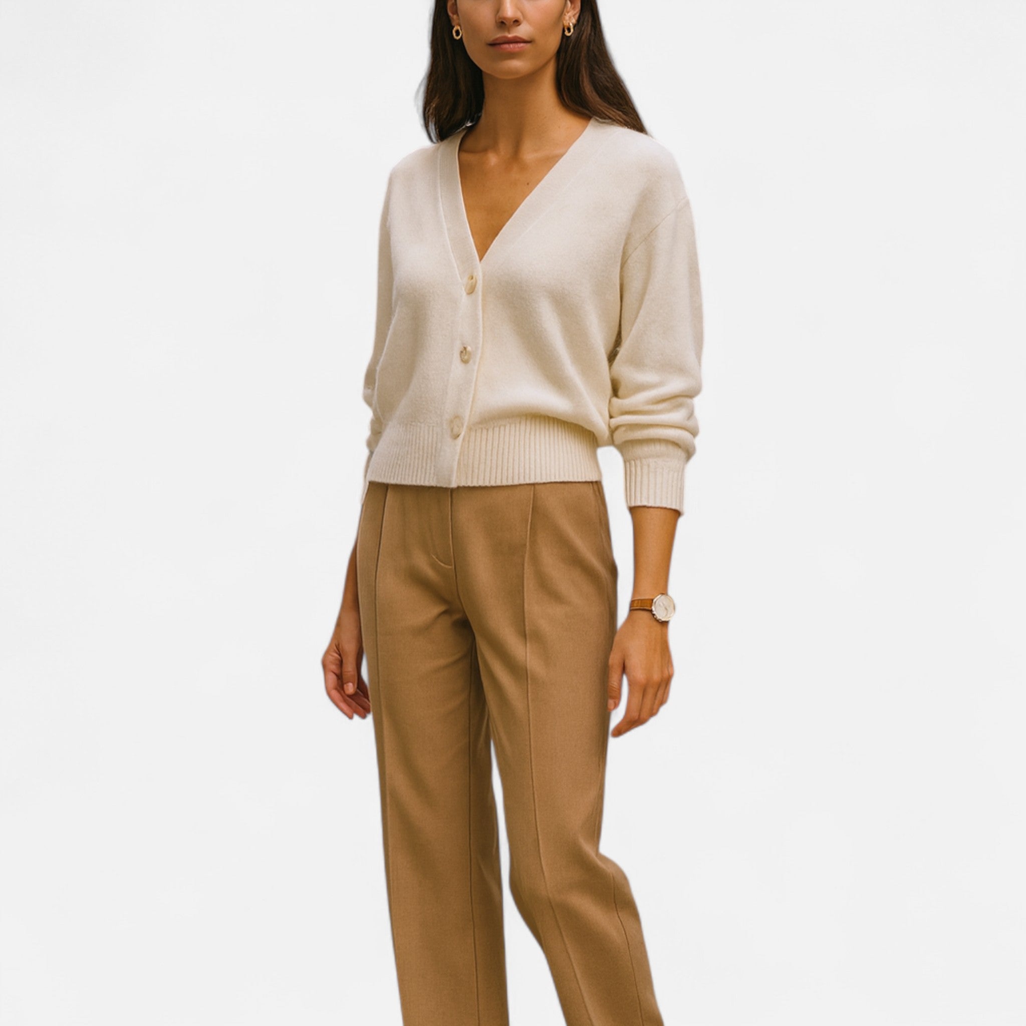 Cárdigan Mujer Lana Premium con Botones en Diagonal