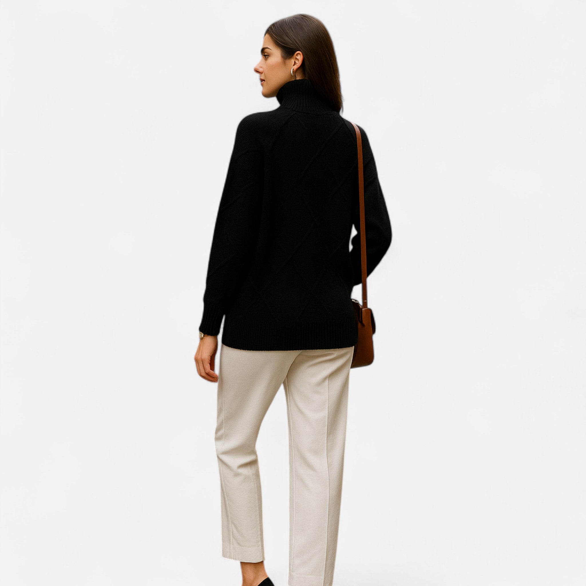 Suéter Mujer Cachemira Cuello Alto Envolvente