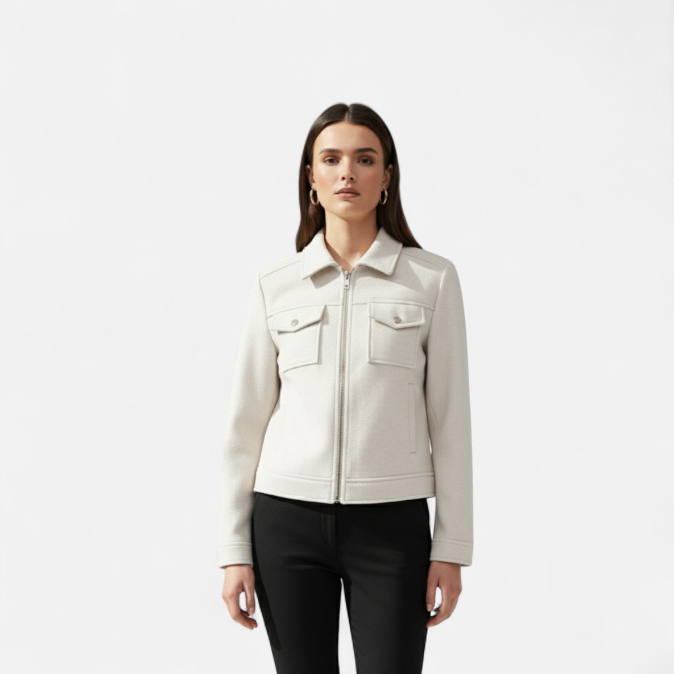 Cazadora Mujer Cuello Solapa Manga Larga