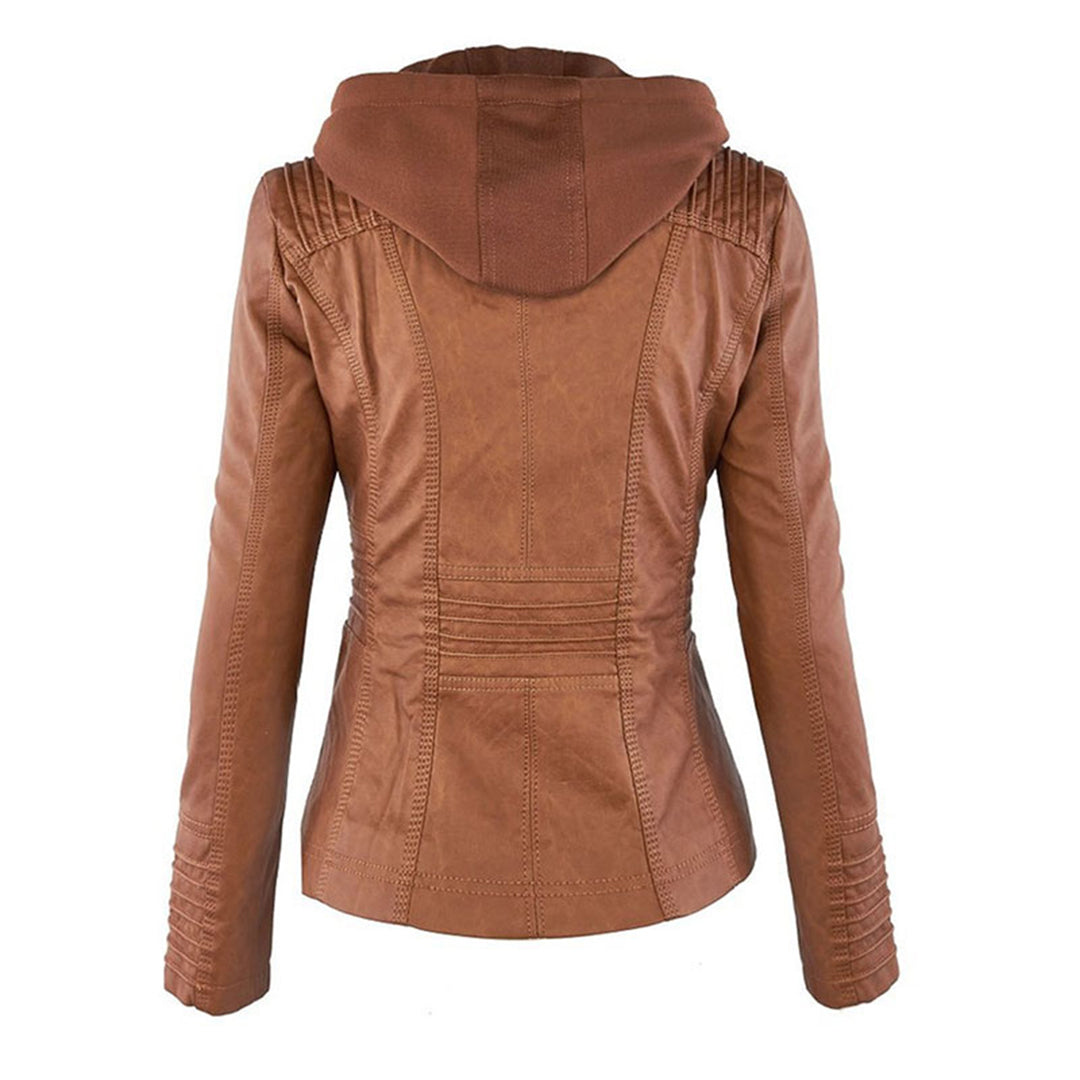 Chaqueta de cuero moderna con capucha