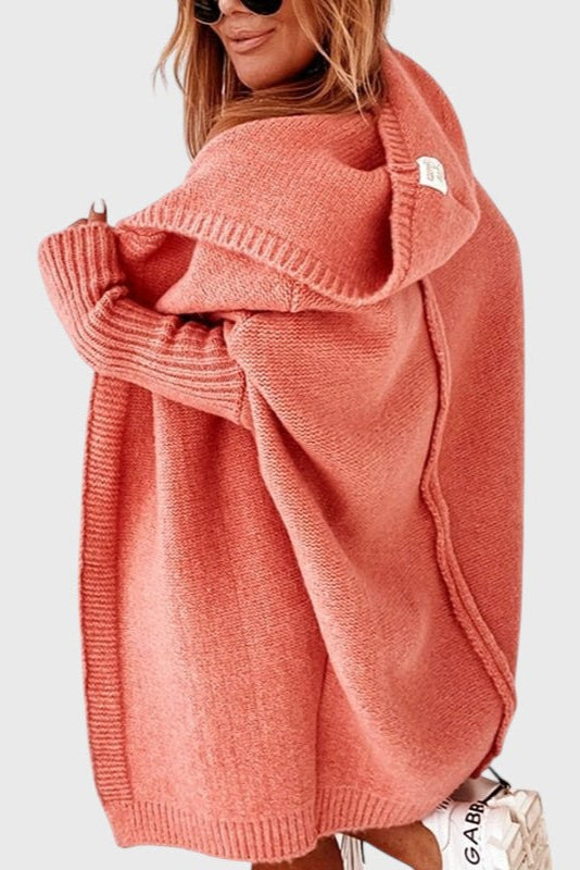 Cárdigan Oversized Capucha Tejido Grueso Exclusivo Genial