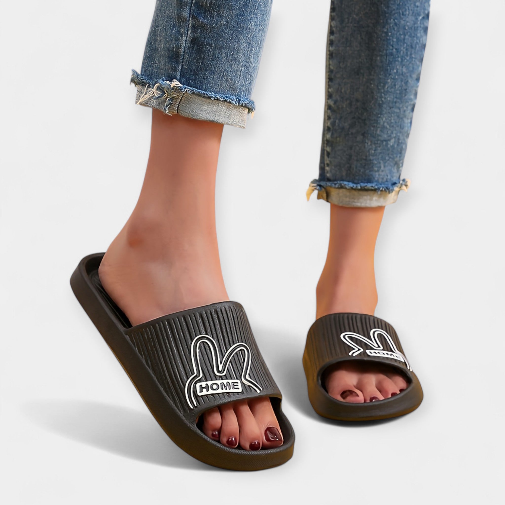 Pantuflas para Mujer con Diseño de Caricatura y Dedos Abiertos