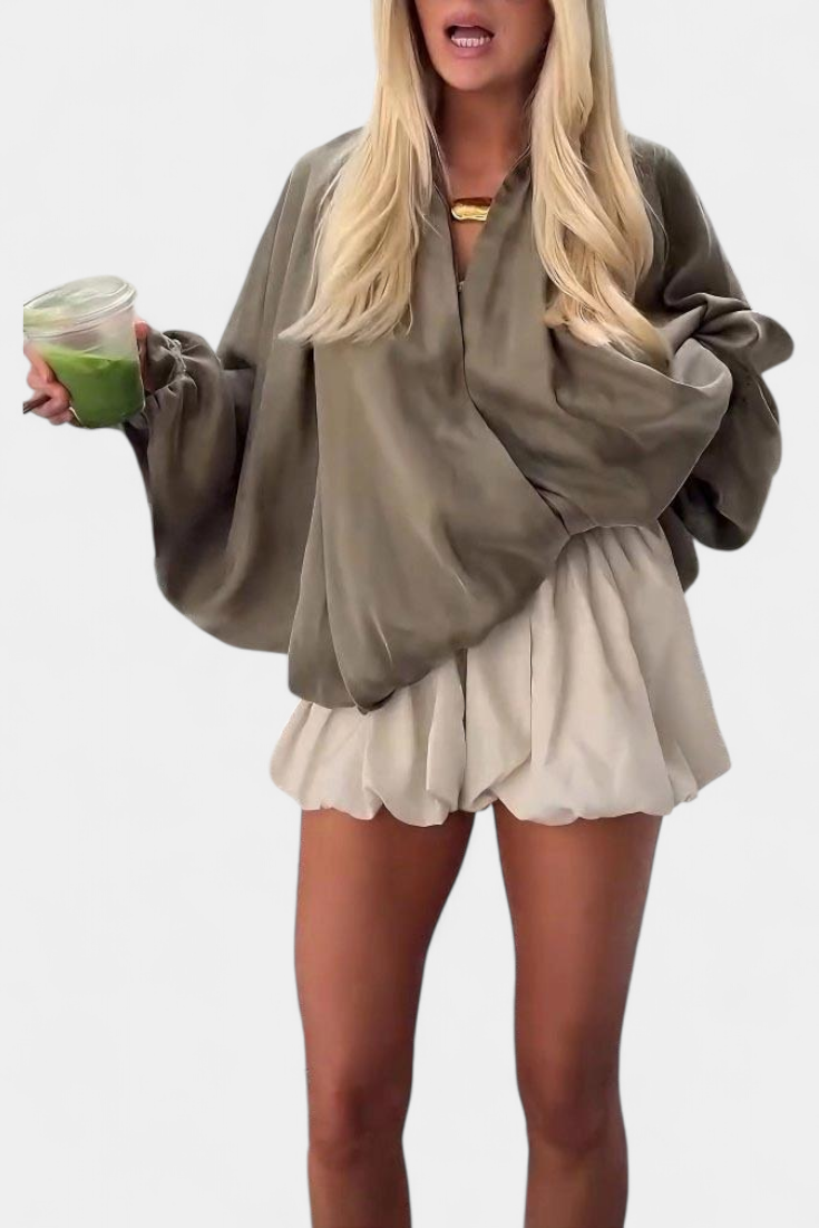 Maude Chaqueta Verde Oliva Con Mangas Abullonadas Exclusiva