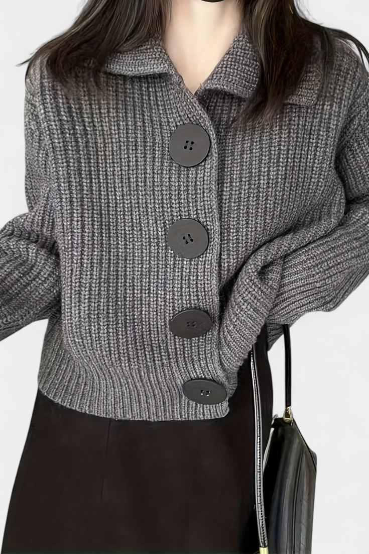 Juliet Chaqueta Suéter Punto Premium Con Botón Único Encanto