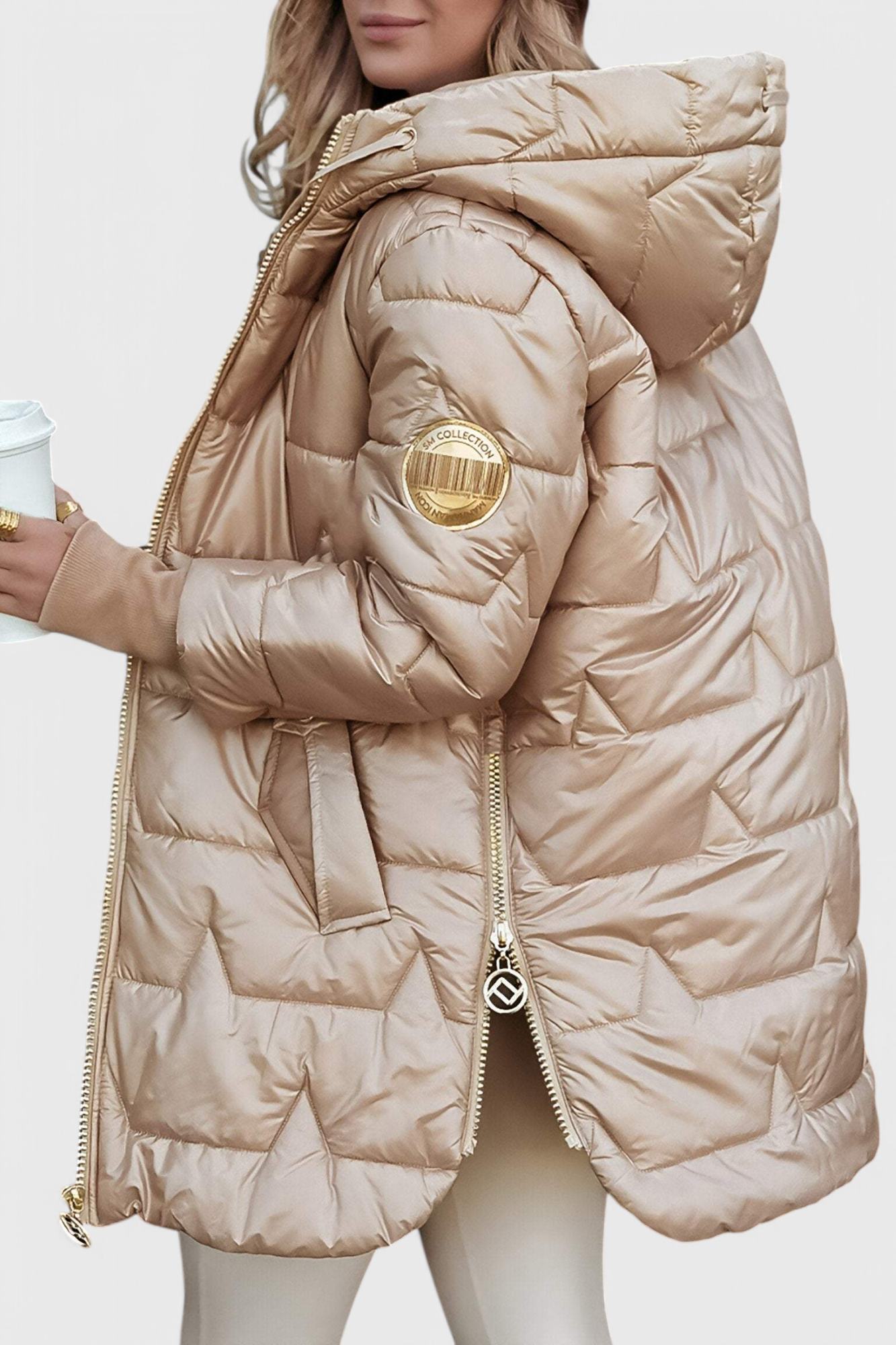 Abrigo Marcella Aislante Acolchado Suave Capucha Brilla