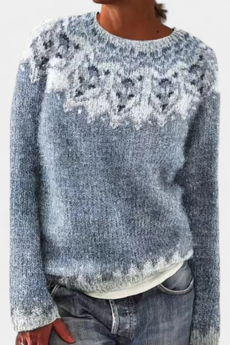 Jersey De Punto Estampado Nórdico Exclusivo Colorido Chic