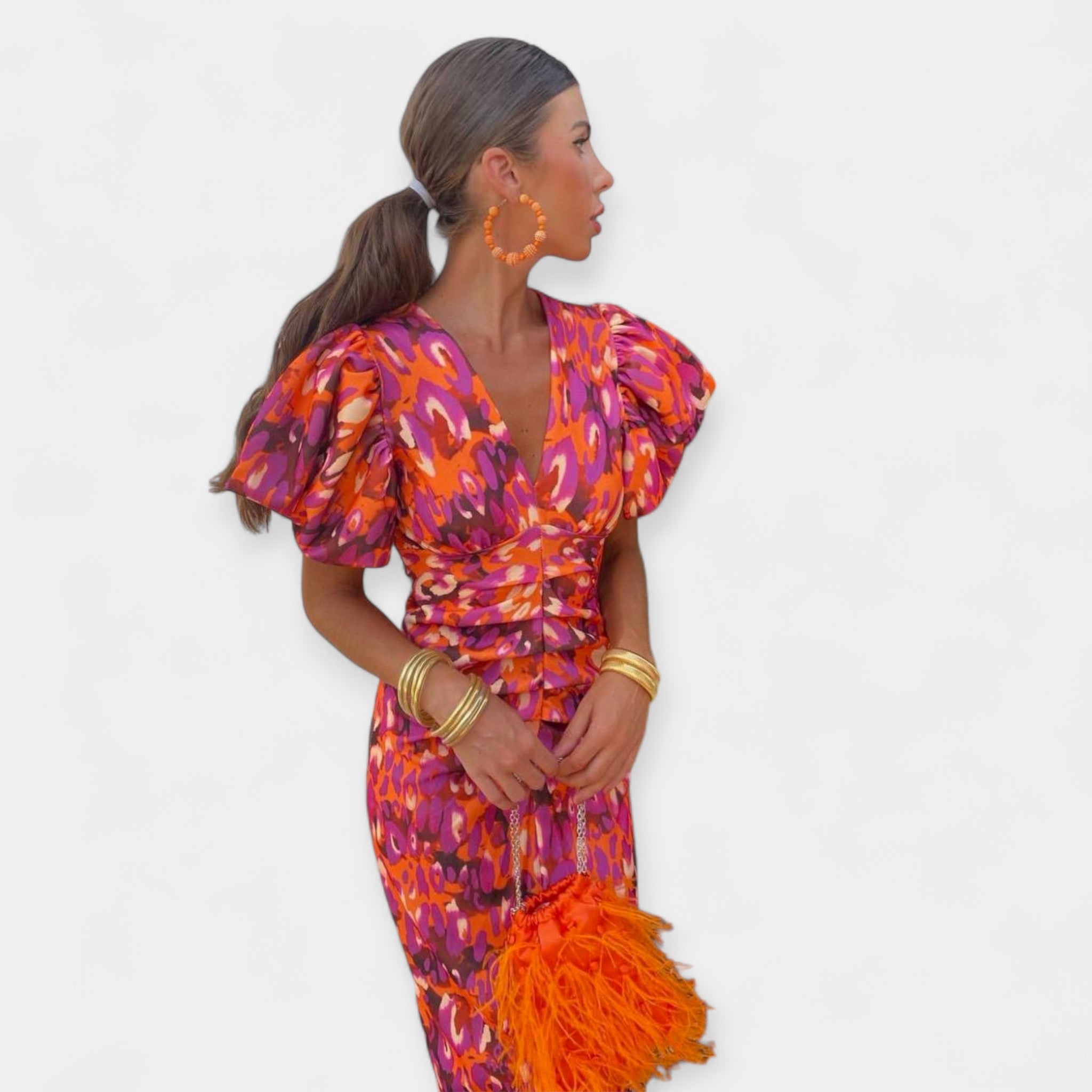 Vestido con Mangas de Volantes