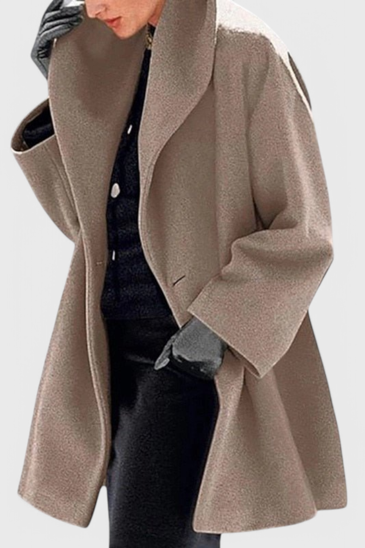Abrigo Oversized de Lana con Solapa Ancha para Brillar