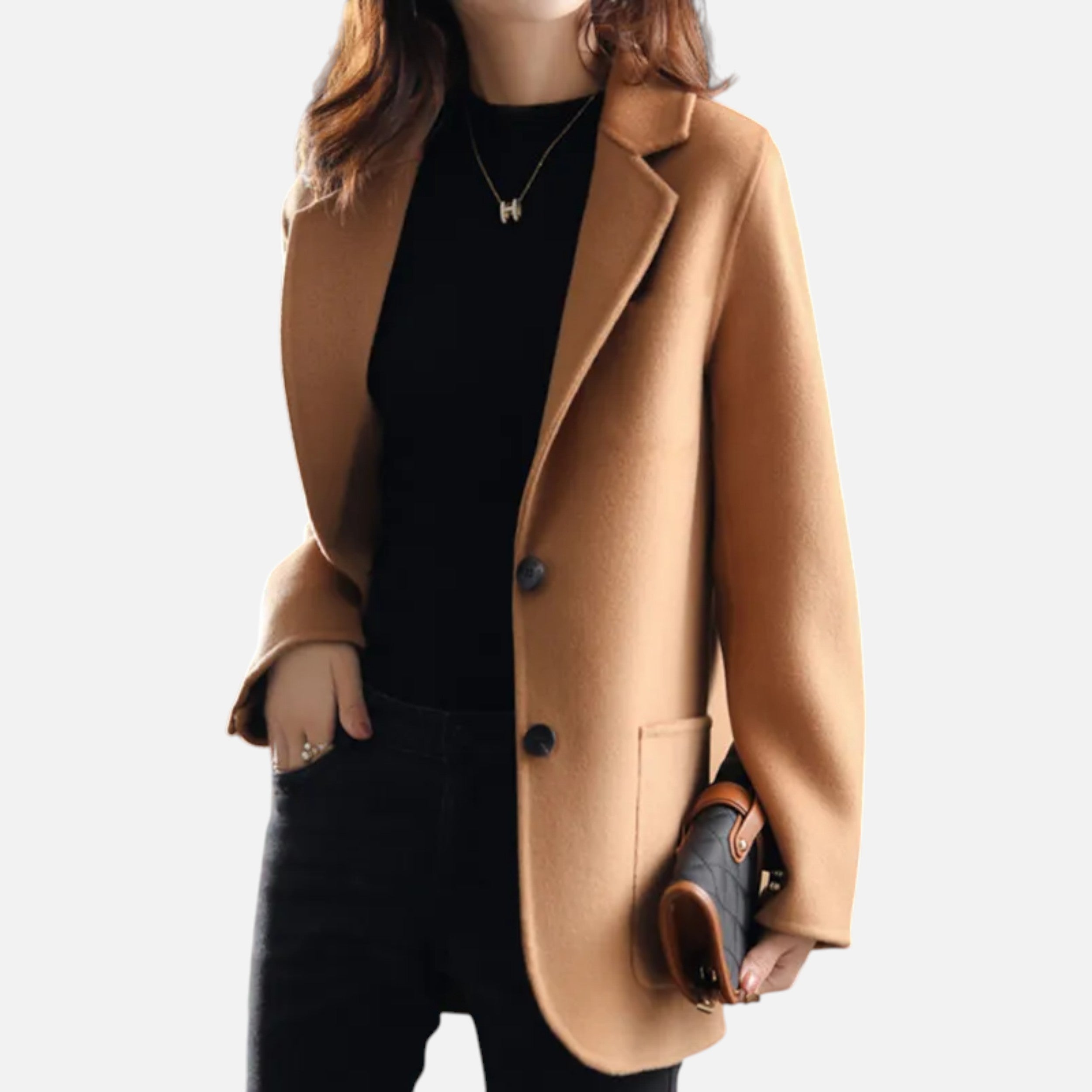 Abrigo Mujer Lana Gruesa Corte Slim Elegante