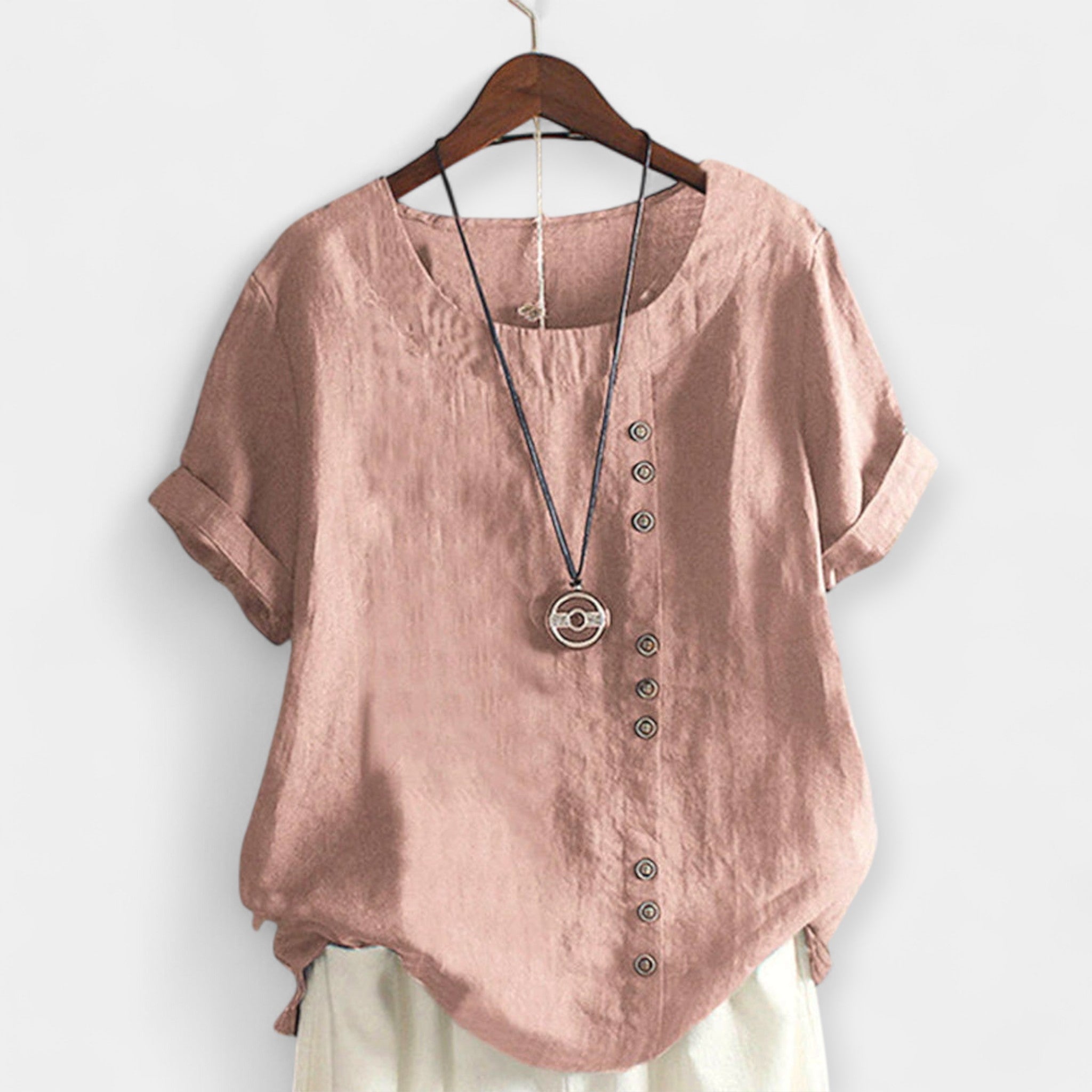 Blusa con Botones y Mangas Cortas