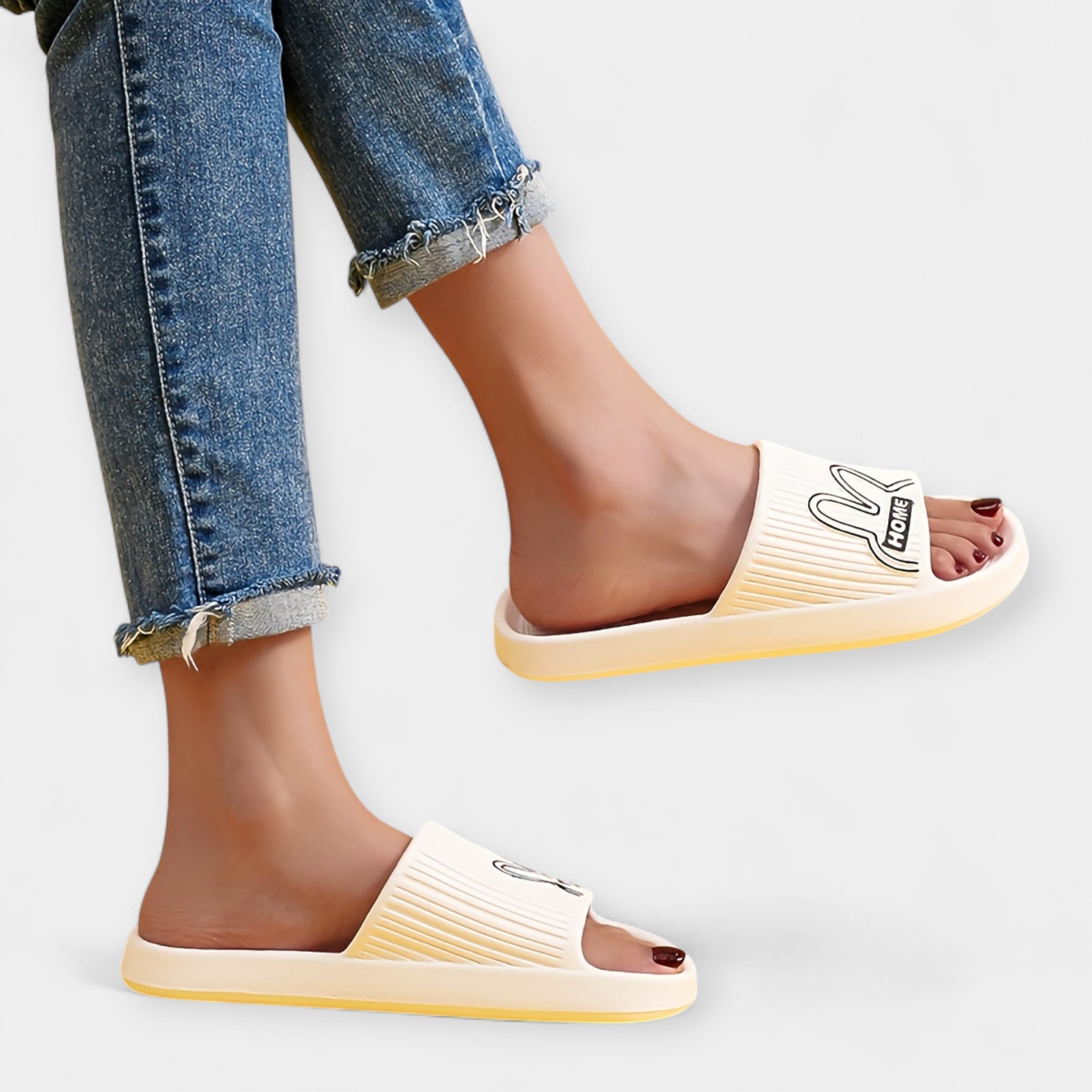 Pantuflas para Mujer con Diseño de Caricatura y Dedos Abiertos