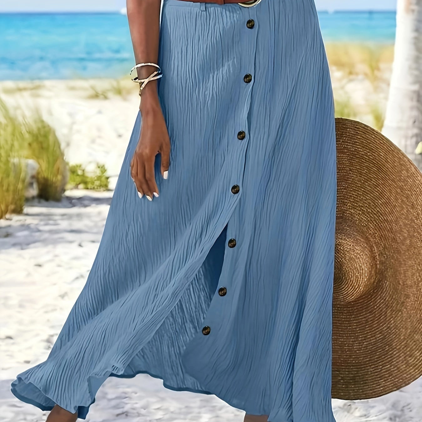 Falda Midi Semitransparente con Abertura