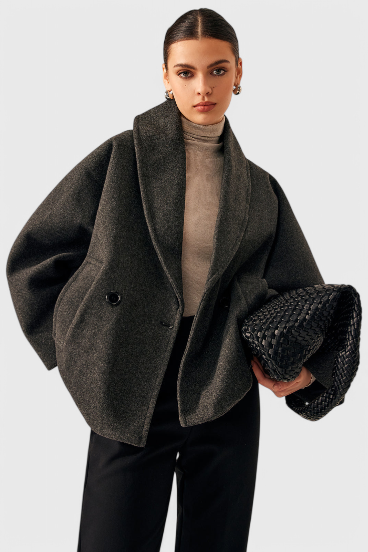 Abrigo Tweed Oversized con Algodón Poliéster Muy Chic