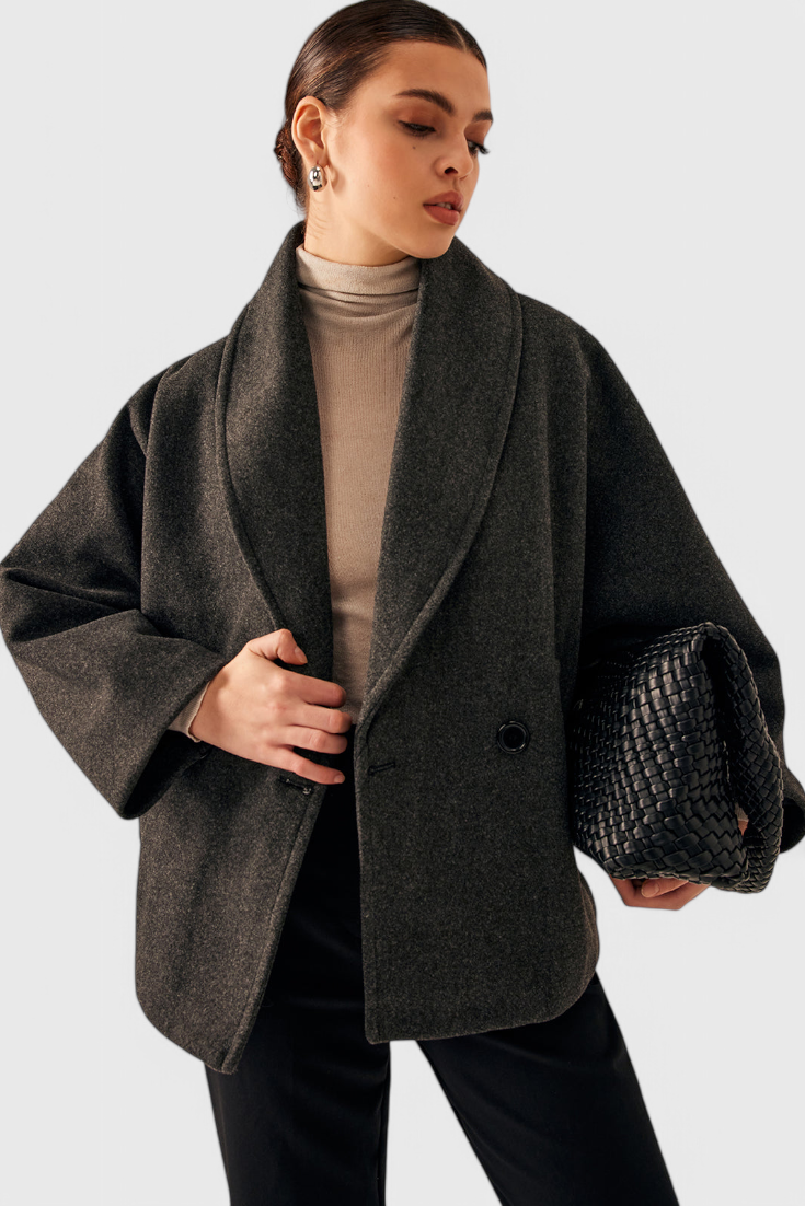 Abrigo Tweed Oversized con Algodón Poliéster Muy Chic