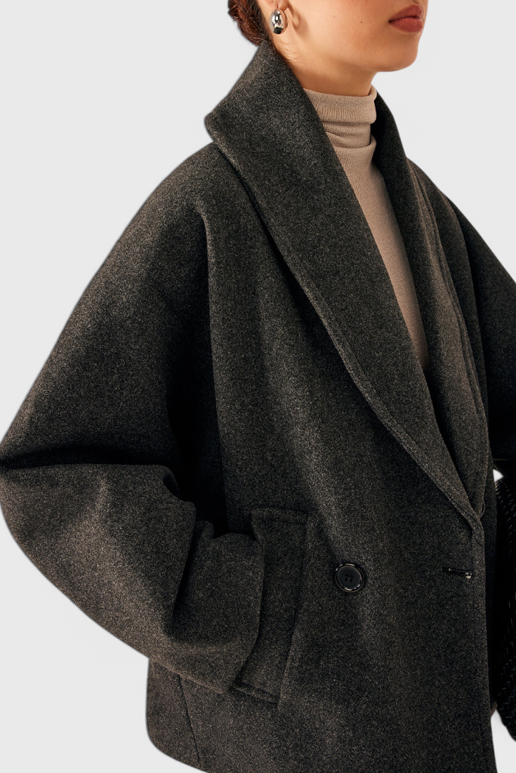 Abrigo Tweed Oversized con Algodón Poliéster Muy Chic