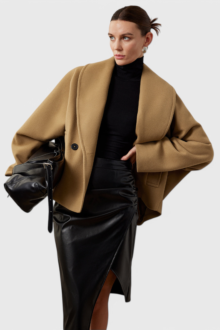 Abrigo Tweed Oversized con Algodón Poliéster Muy Chic