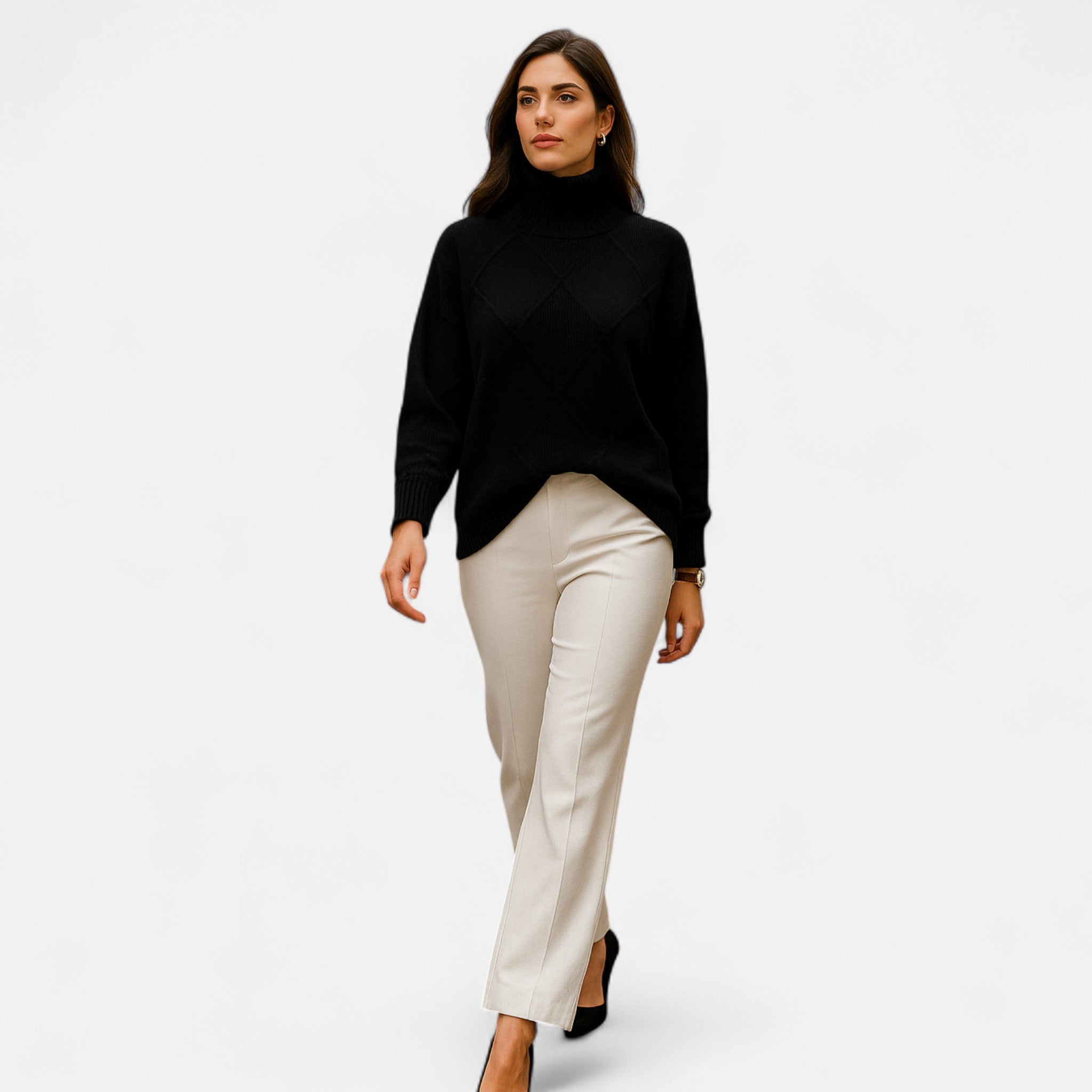 Suéter Mujer Cachemira Cuello Alto Envolvente