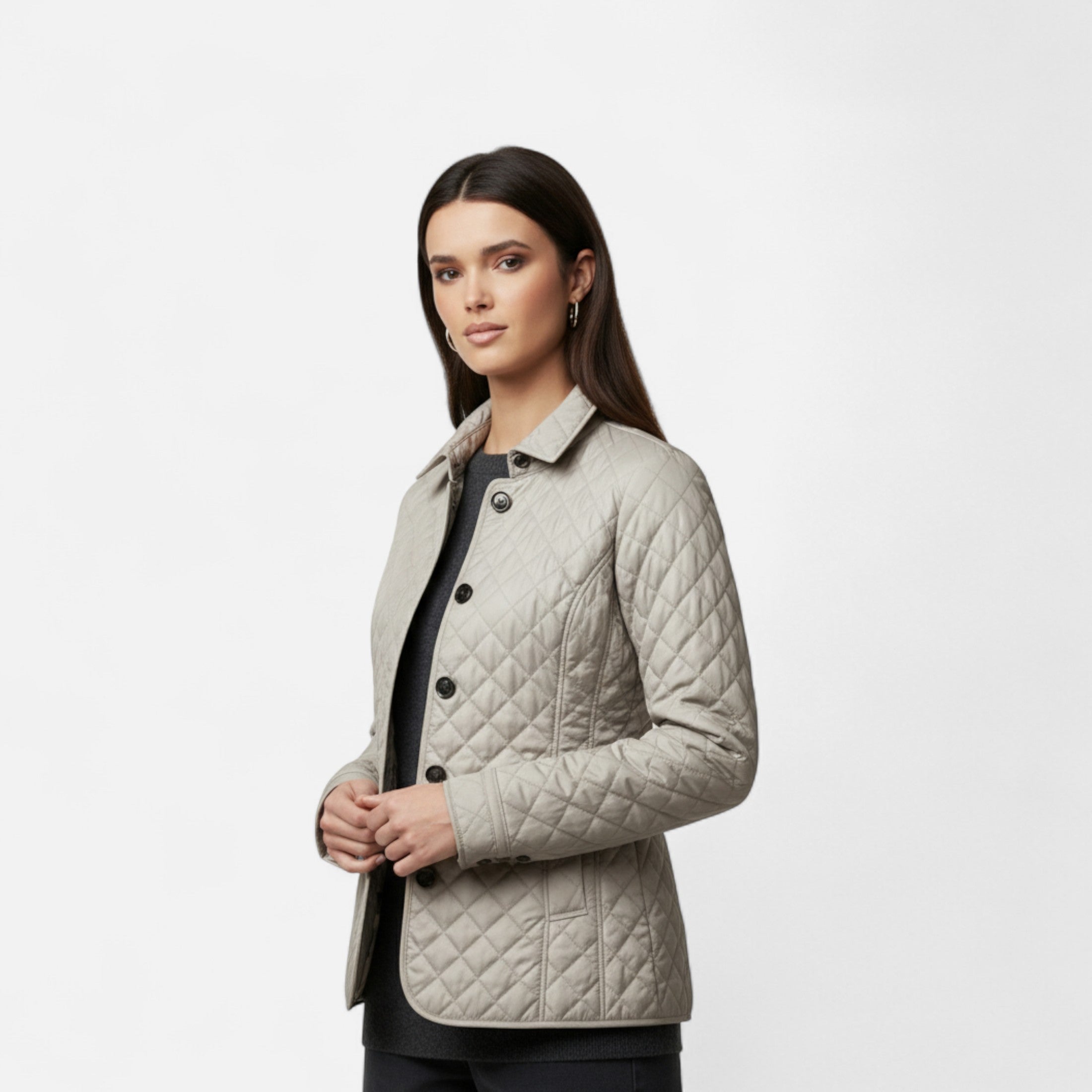 Chaqueta Acolchada Mujer Cuello Solapa Elegante