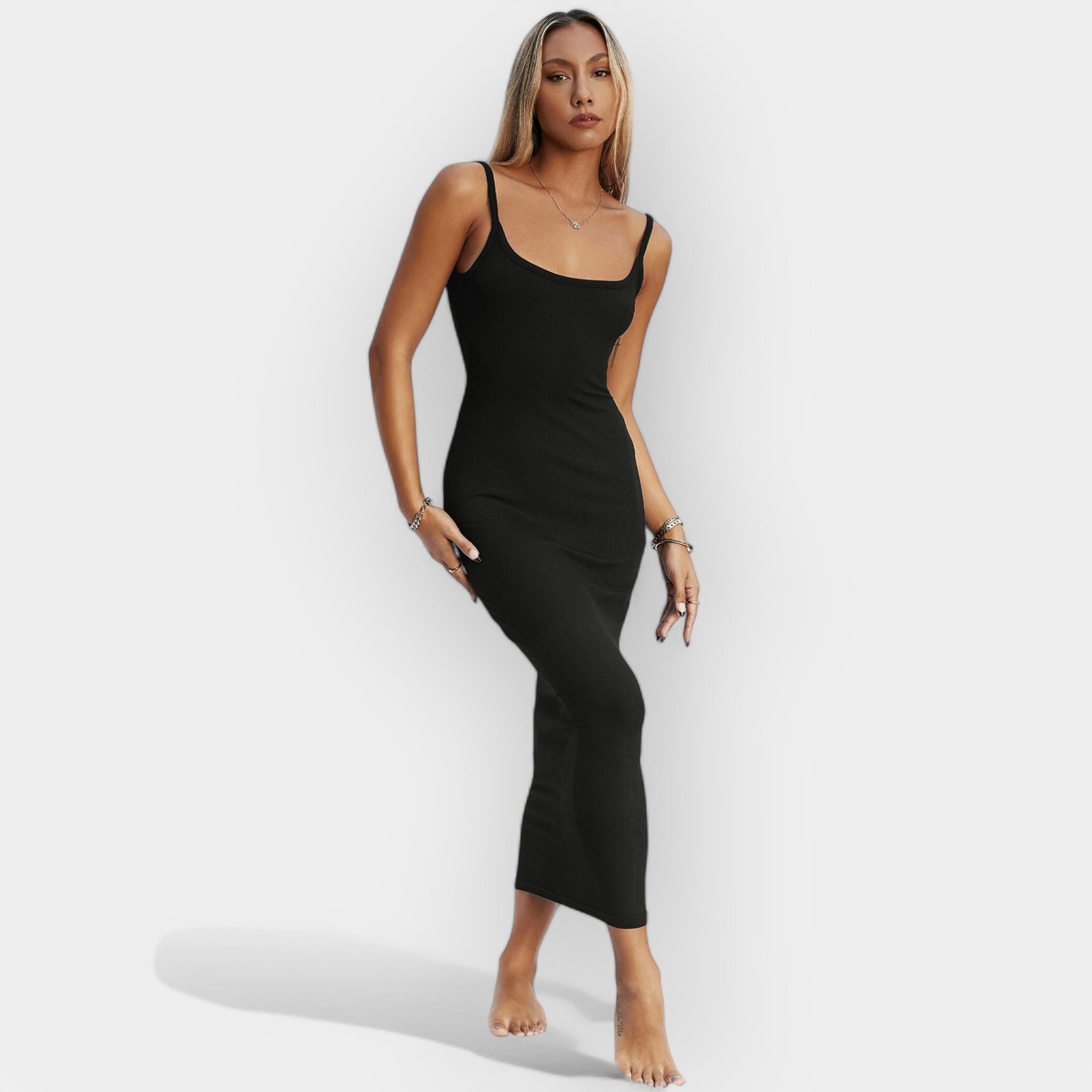 Vestido Midi con Espalda Abierta