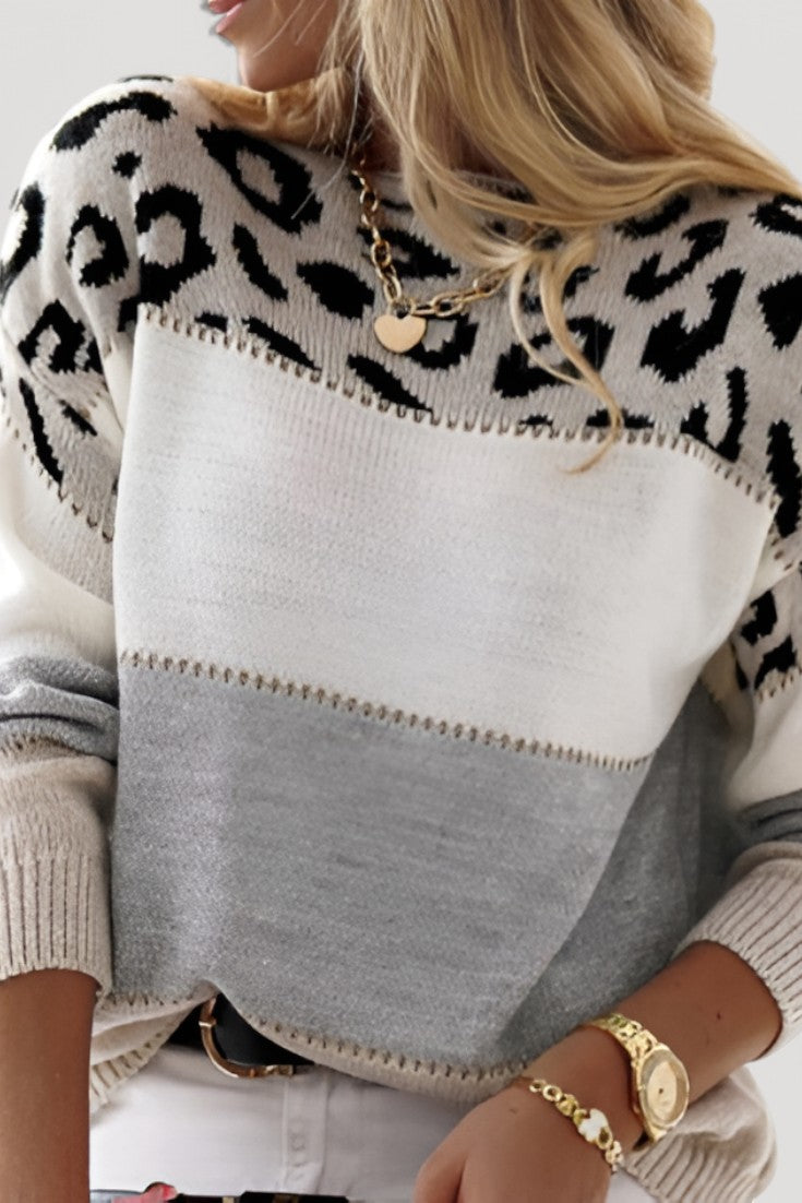 Sophie Jersey De Punto Patrón Juguetón Leopardo Mujer