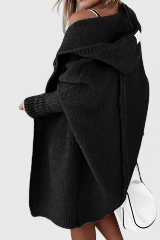 Cárdigan Oversized Capucha Tejido Grueso Exclusivo Genial
