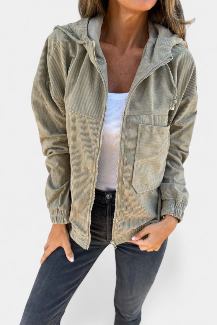 Chaqueta Corduroy Con Capucha Exclusiva Y Toque Retro