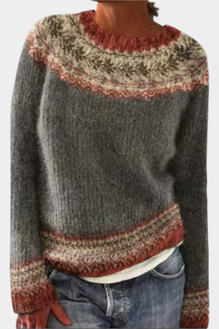 Jersey De Punto Estampado Nórdico Exclusivo Colorido Chic