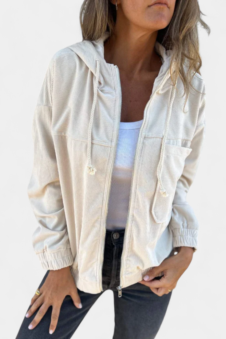 Chaqueta Corduroy Con Capucha Exclusiva Y Toque Retro