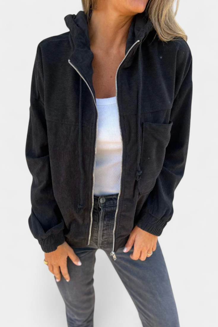 Chaqueta Corduroy Con Capucha Exclusiva Y Toque Retro
