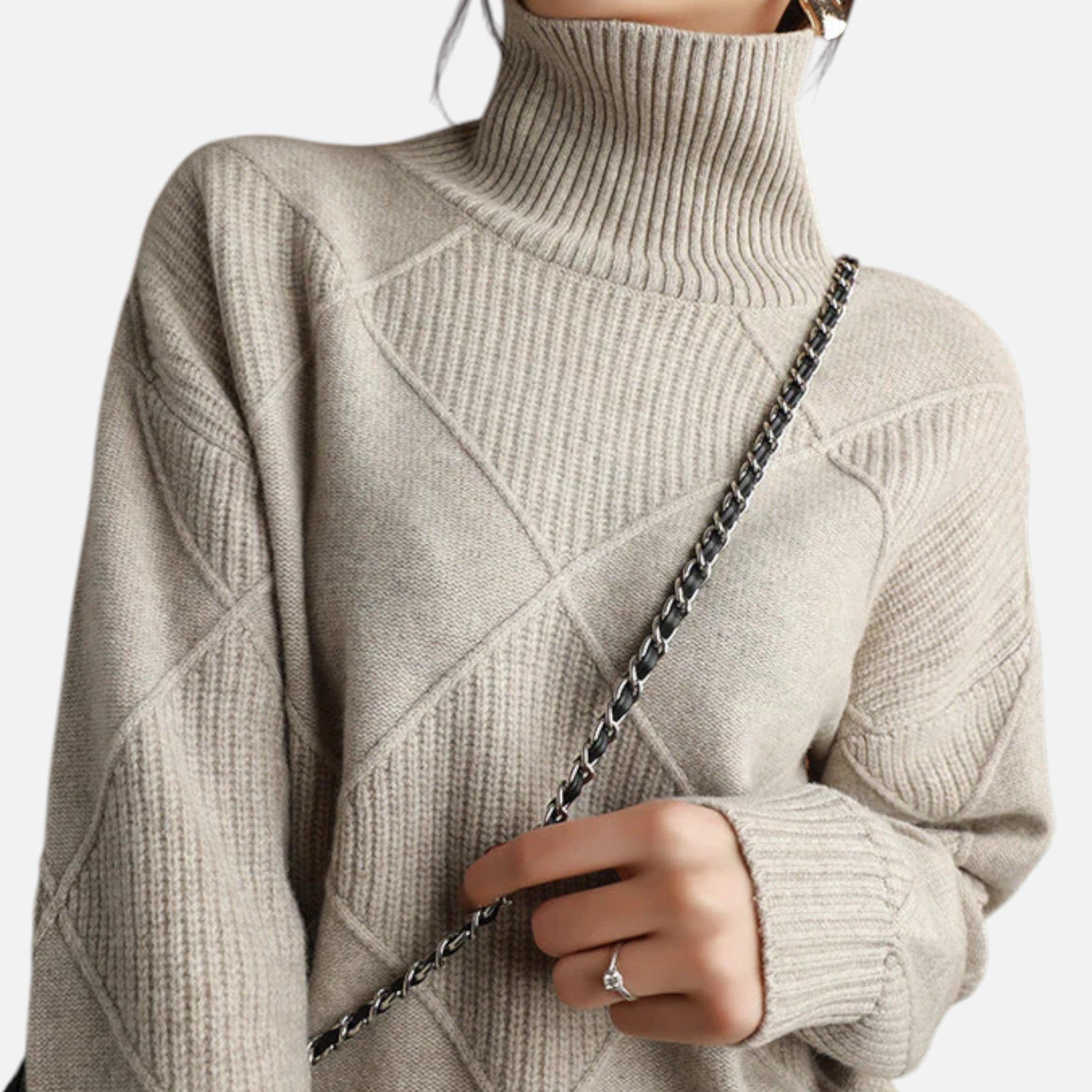 Suéter Mujer Cachemira Cuello Alto Envolvente