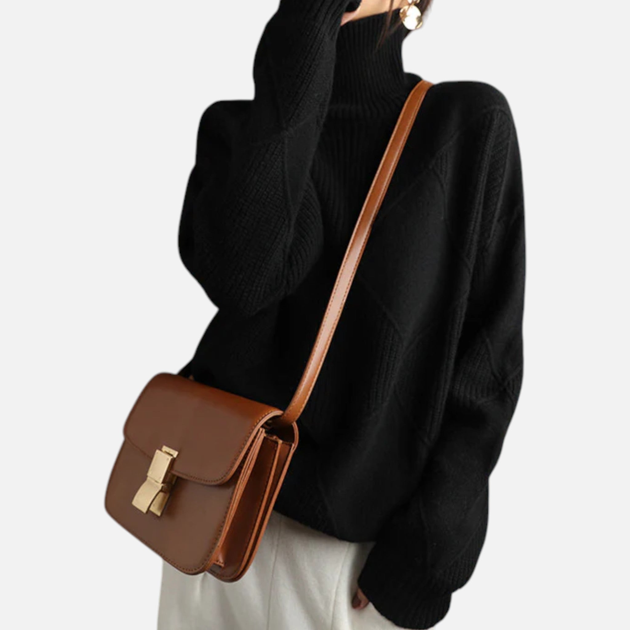 Suéter Mujer Cachemira Cuello Alto Envolvente