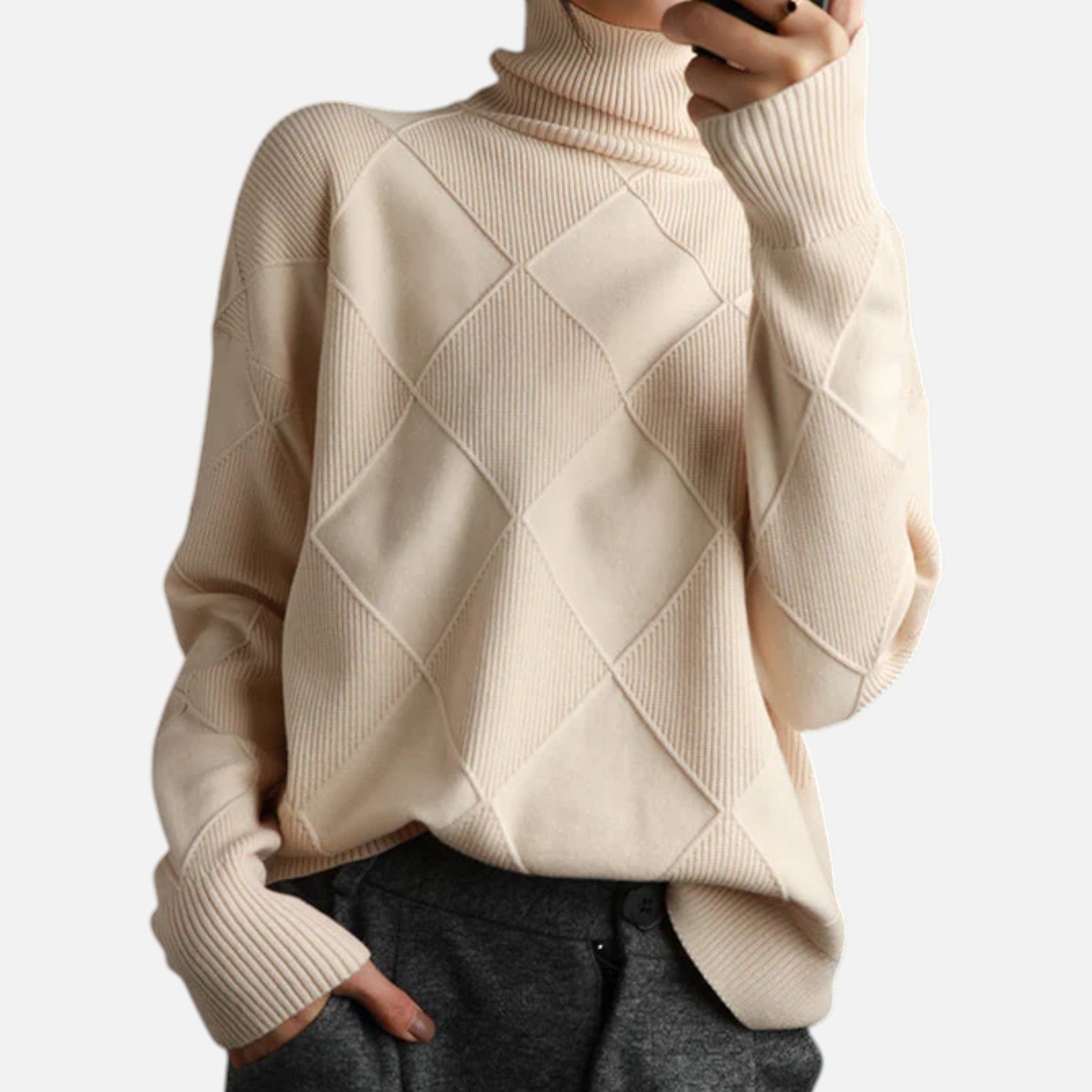 Suéter Mujer Cachemira Cuello Alto Envolvente